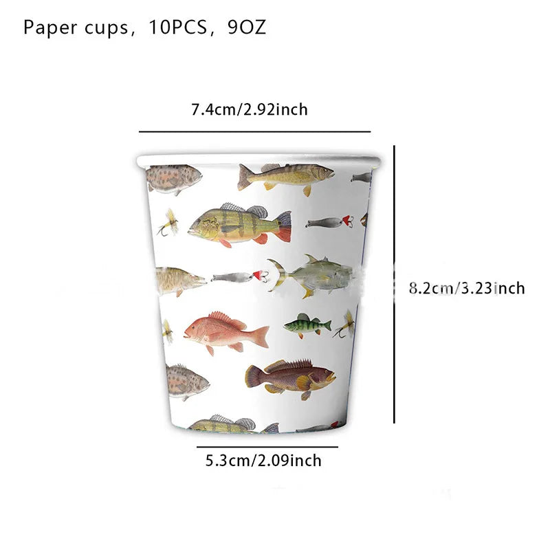 10Guests Gone Fishing Party Disposable Tableware Little Fisherman Goes Fishing for Birthday Party Supplie