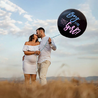 Boy or Girl Gender Reveal Party Decoration 36'' Giant Black Latex Balloon Blue Pink Confetti Baby Shower Globos Supplies