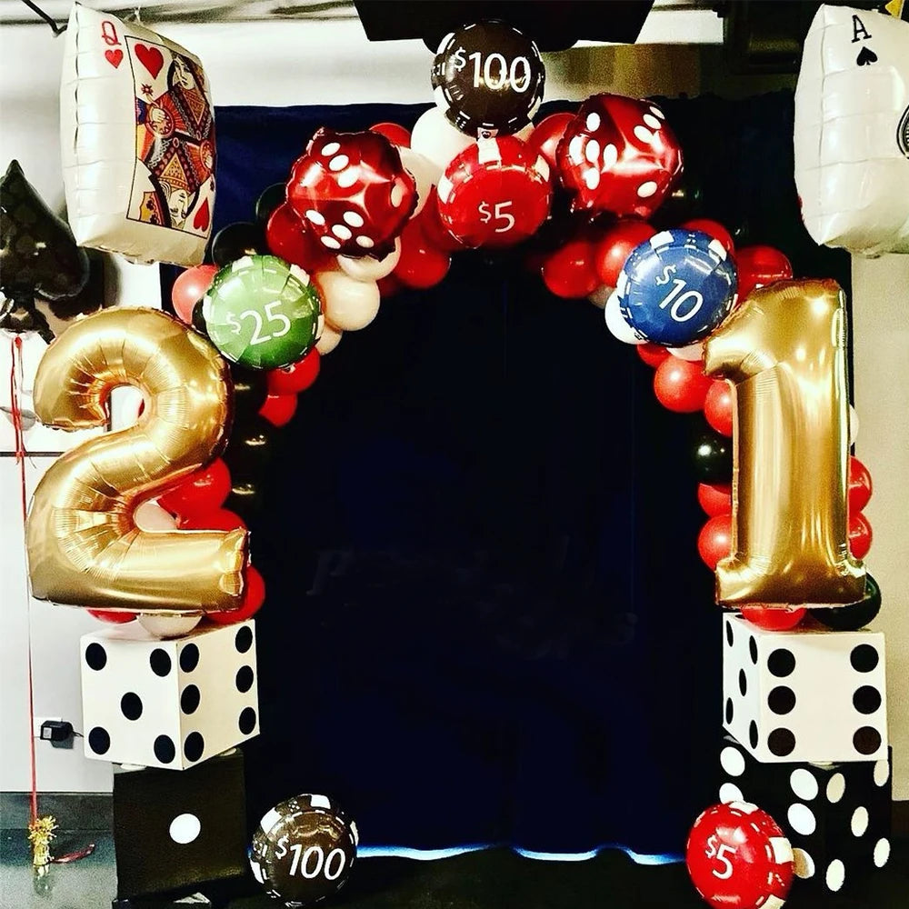 2/6/10pcs/lot 18cm Cube Foil Balloons Dice Foil Ballon Casino Theme Party Adult Birthday Decor Las Vegas Party Poker Theme Party