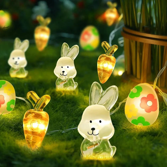 1.5m 10led Easter Rabbit Egg Light String Bunny Carrot Chick Lantern Strings Kids Happy Easter Day Party Decor For Home 2025