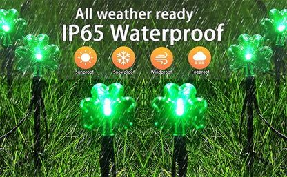 100 LED St Patricks Day Decorations Lights Solar Shamrock String Lights, Outdoor Solar Powered Garden Pathway Lights 635