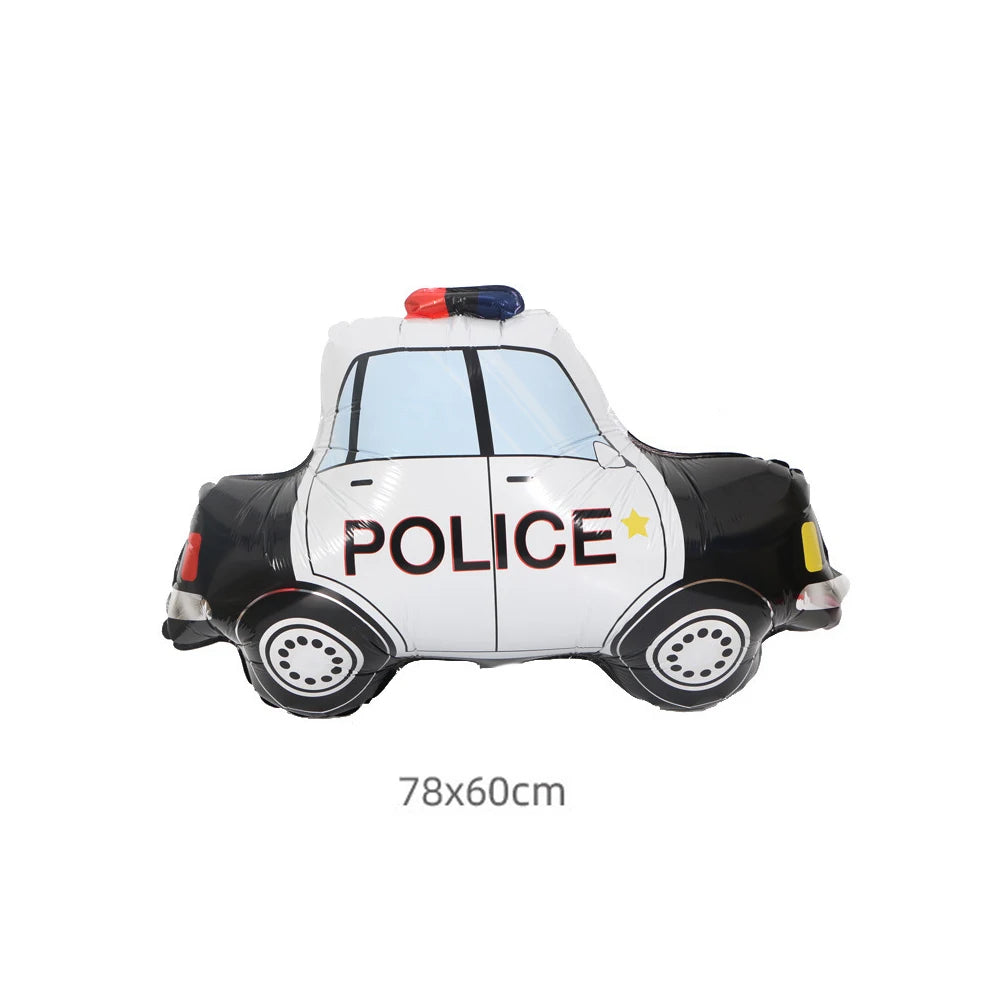Blue Car Police Truck Foil Balloon Boys Birthday Balloons 4D Standing Balloons Baby Shower Police Themed Birthday Party Decors