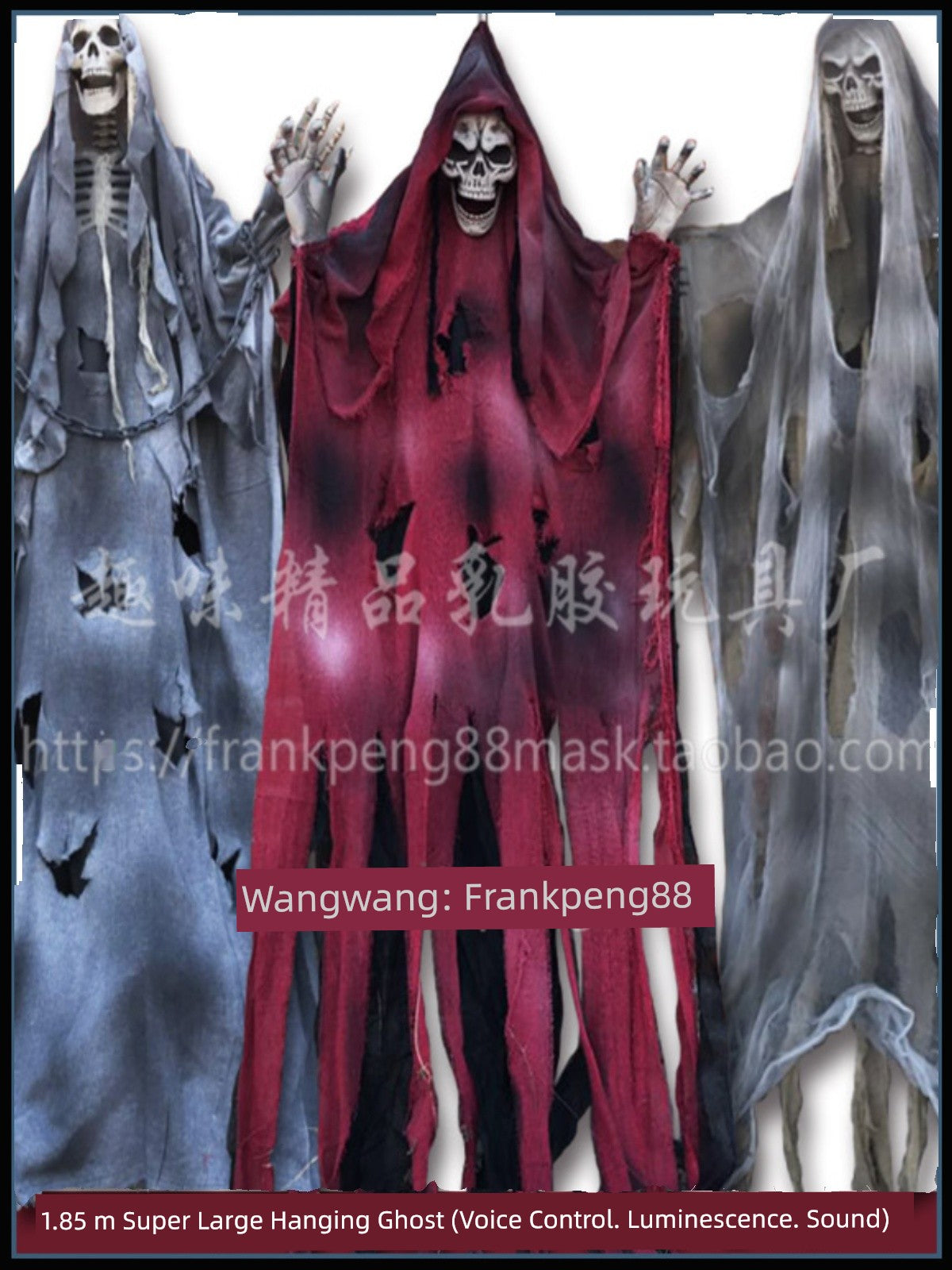 New Voice-Controlled Skull Hanging Ghost Halloween Haunted House Secret Room Props Bar KTV Set Decoration Pendant Horror
