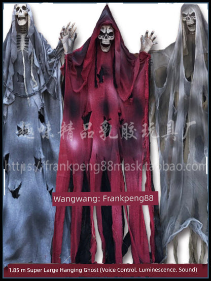 New Voice-Controlled Skull Hanging Ghost Halloween Haunted House Secret Room Props Bar KTV Set Decoration Pendant Horror