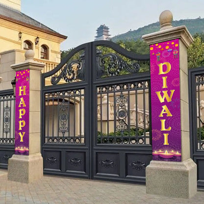 Cheereveal Happy Diwali Porch Sign Festival of Lights Party Banner Hindu Dewalee Door Hanging Decorations Deepavali Home Decor