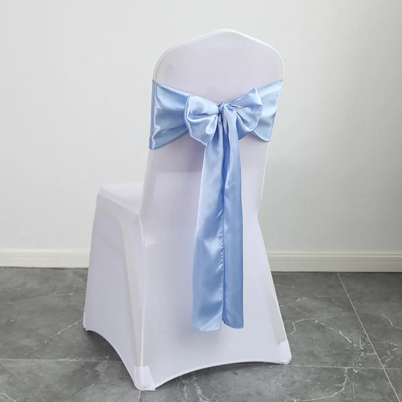 Wedding Decoration Chair Satin Sash Bow Tie Self TIe For BIrthday Party Festival Hotel Holiday Shiny Look Luxury Dining Room