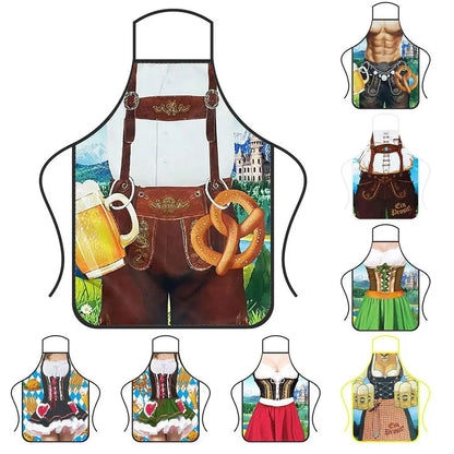Funny Apron Super Muscle Kitchen Man Women Cooking Aprons Oktoberfest Bavarian Apron Adult Cozinha Tablier Cuisine Pinafore