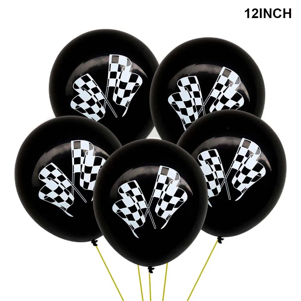 40Inch Checkered 1 2 3 4 5 6 Large Black White Number Balloon Motorcycle Racing Two Fast Race Car Birthday Party Supplies