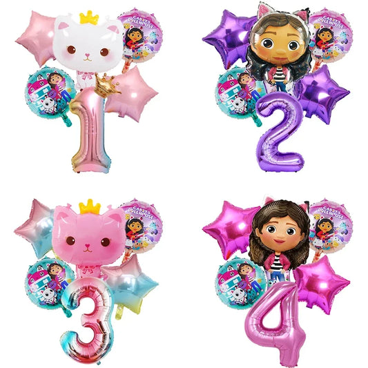Gabby DollHouse Metallic Balloons Cartoon Girls Birthday Party Decoration Supplies Baby Shower Globos gift