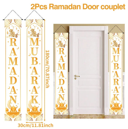 Ramadan Decoration 2025 Door Banner EID Mubarak Decor for Home Porch Banner Ramadan Kareem Islamic Muslim Party Eid Al-Fitr Gift