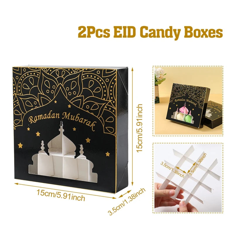EID Mubarak Decor Candy Box Ramadan Decoration 2025 for kid Packaging Box Ramadan Kareem Islamic Muslim Party Eid Al Adha Gifts
