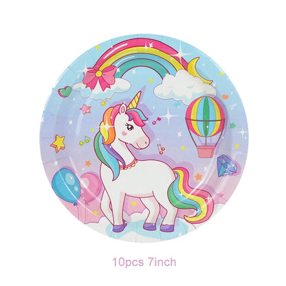 Unicorn Party Decoration Happy Birthday Banner Girl Unicorn Paper Mask Macaron Balloon Rainbow Unicorn Party Best Choice