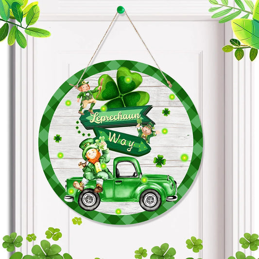 Happy St Patricks Day Welcome Door Sign Decorations Saint Patricks Day Wooden Sign Hanging