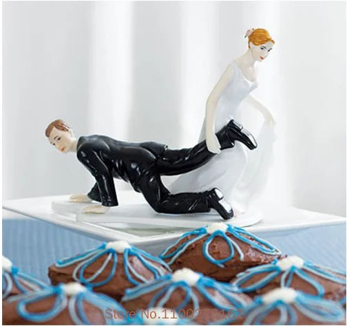 Cake Toppers Dolls Bride and Groom Figurines Funny Wedding Cake Toppers Stand Topper Decoration Supplies Marry Figurine