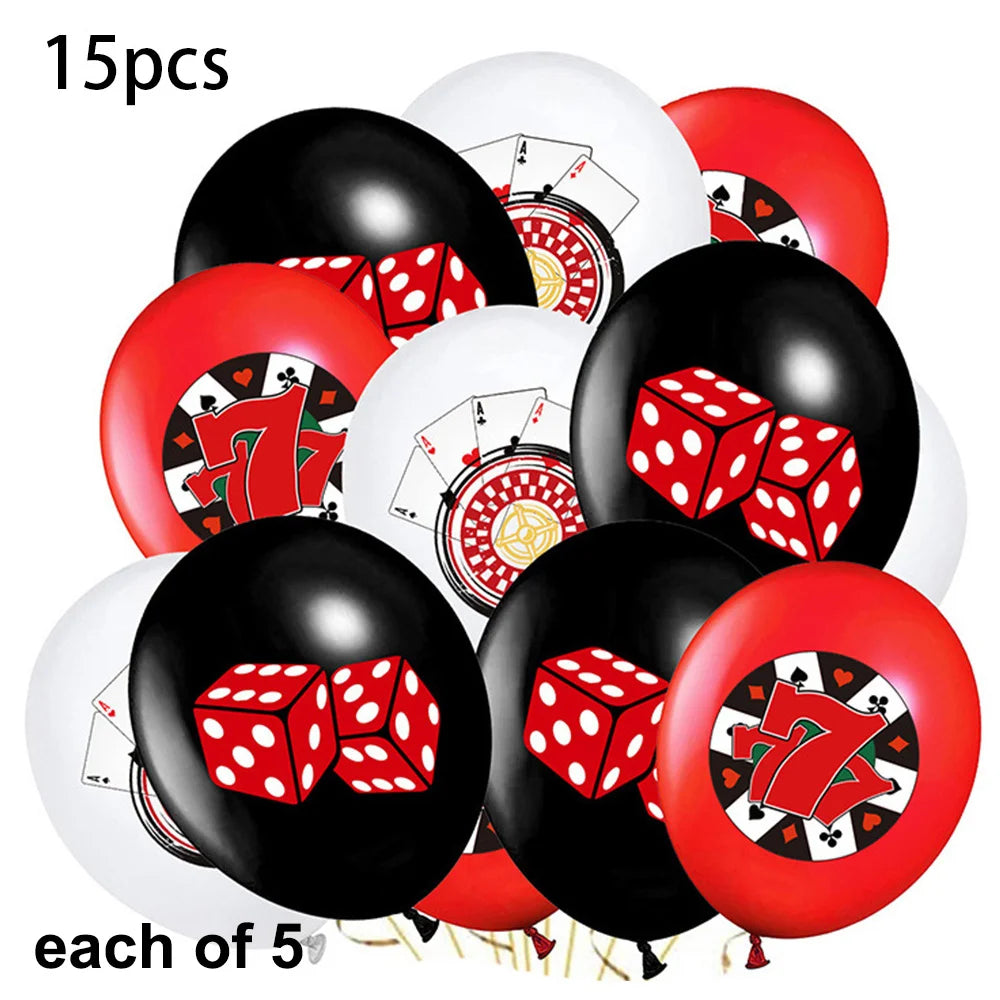 Casino Birthday Decorations Las Vegas Party Foil Curtains Backdrop Balloon New Years Eve Party Poker Decor Supplies