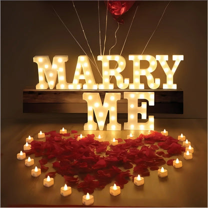 Proposal Decorations Kit Marry Me Light Up Letters 2000 Rose Petals 24 Flameless Candles for Valentine Day Proposal  Engagement