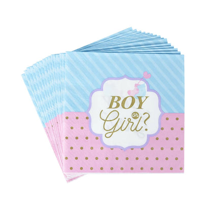Gender Reveal Disposable Tableware Pink Blue Boy or Girl Plate Napkin Cup Tablecloth Baby Shower Party Table Decoration Supplies