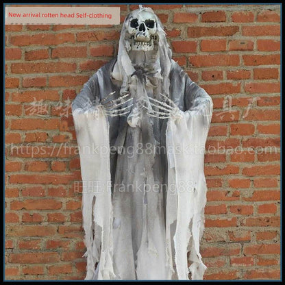 New Voice-Controlled Skull Hanging Ghost Halloween Haunted House Secret Room Props Bar KTV Set Decoration Pendant Horror