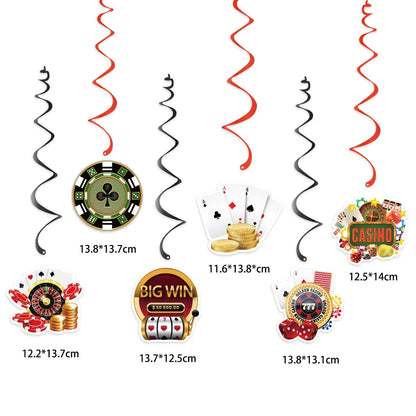 Casino Birthday Decorations Las Vegas Party Foil Curtains Backdrop Balloon New Years Eve Party Poker Decor Supplies