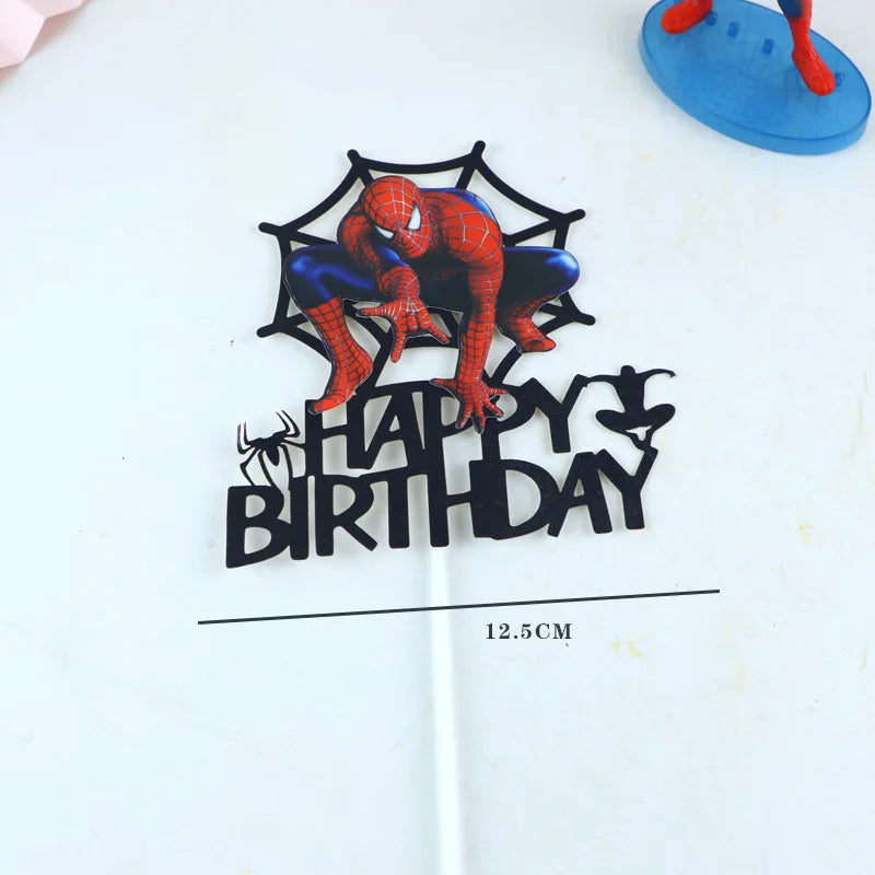 Spiderman Cake Toppers Superhero Birthday Cake Decorations CupCake Topppers Ornaments for Kids Boys Baby Shower Supplies Gifts