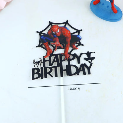 Spiderman Cake Toppers Superhero Birthday Cake Decorations CupCake Topppers Ornaments for Kids Boys Baby Shower Supplies Gifts