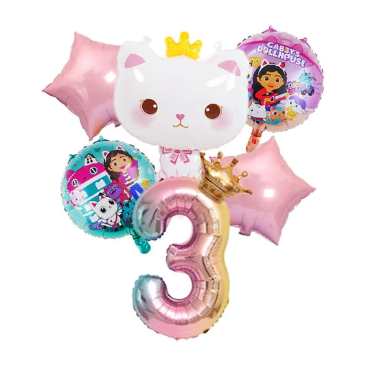 Gabby DollHouse Metallic Balloons Cartoon Girls Birthday Party Decoration Supplies Baby Shower Globos gift
