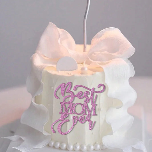 5pcs Happy Mother's Day Cake Toppers Acrylic Mirror Pink Cupcake Topper Heart Best MOM Party Cake Dessert Decorations