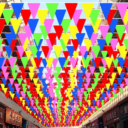 Multicolored Triangle Flag Bunting Banner Pennant Festival Flags Outdoor Garden Garland Birthday Wedding Party Decor Wholesale