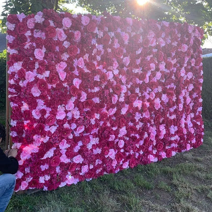Pink Silk Rose Flower Wall Panels Artificial Flower for Wedding Decoration Baby Show Party Home Bedroom Backdrop Decor