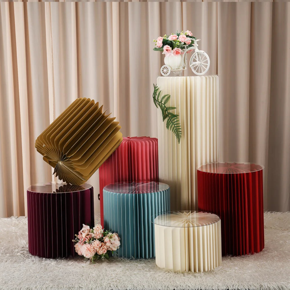 Paper Folding Cylinder Wedding Ramadan Decoration Birthday Anniversary DIY Party Supplies Baby Shower Dessert Table Cake Stand