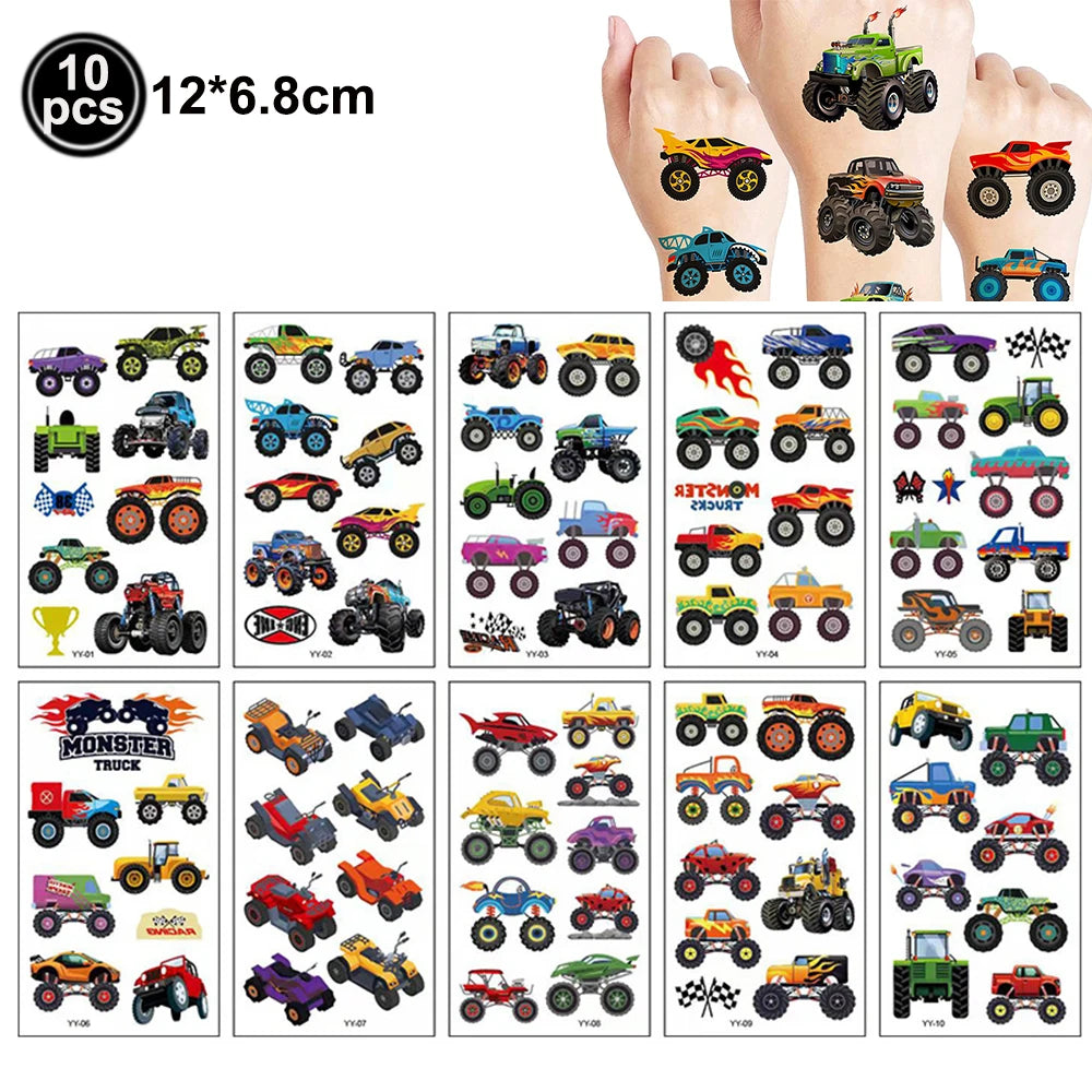 Monster Truck Birthday Party Paper Plates Cup Napkin Tablecloth Balloon Hanging Swirls Banner Monster Truck Birthday Party Decor