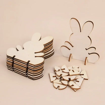 5/10/20Pcs Wooden Easter Rabbit Ornaments Kids Handmade DIY Painting Toy Gift Happy Easter Party Home Decoration Supplies 2025