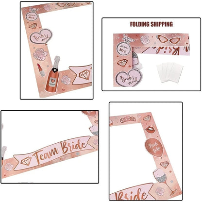 1Set Team Bride to be Photo Booth Props Paper Frame Bachelorette Party Decoration Wedding Gift Bridal Shower Hen Party Supplies