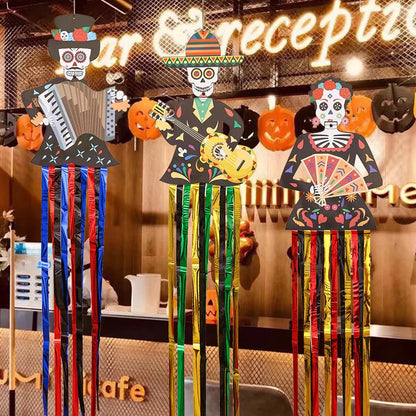 1.3m Mexico Day of the Dead Skeleton Ghost Bride Hanger Porch Sign Halloween Party Outdoor Decor Ghost Couple Door Hanging Flag