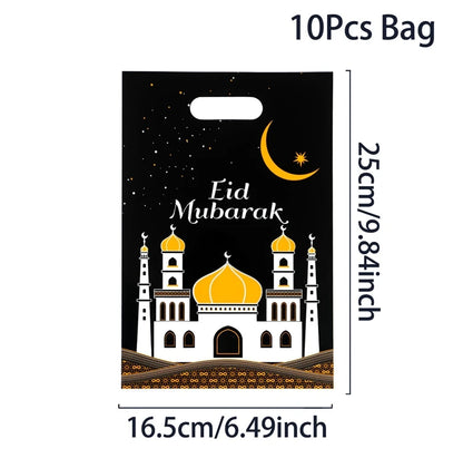 Eid Mubarak Gift Bags Plastic Candy Cookie Bag Ramadan Kareem Decoration 2025 Islamic Muslim Party Supplies Eid Gifts