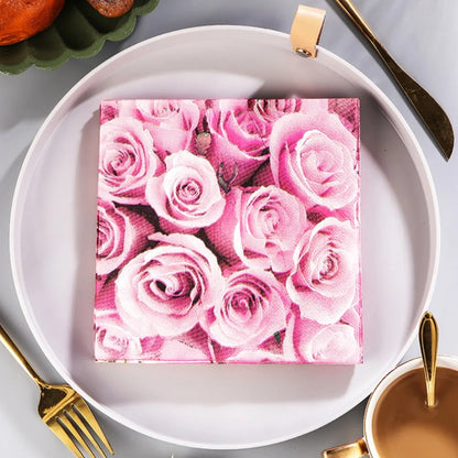 20Pcs/pack Lover Heart Rose Printed Paper Disposable Tableware Napkin Tissues DIY Wedding Party Decoration Valentine's Day Decor