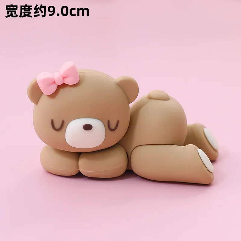 New 3D Pink Blue Bear Cake Topper Cute Mini Bear Doll Cake Decoration Boy Girl Birthday Party Gender Reveal Baby Shower Supplies