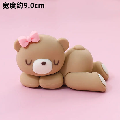New 3D Pink Blue Bear Cake Topper Cute Mini Bear Doll Cake Decoration Boy Girl Birthday Party Gender Reveal Baby Shower Supplies