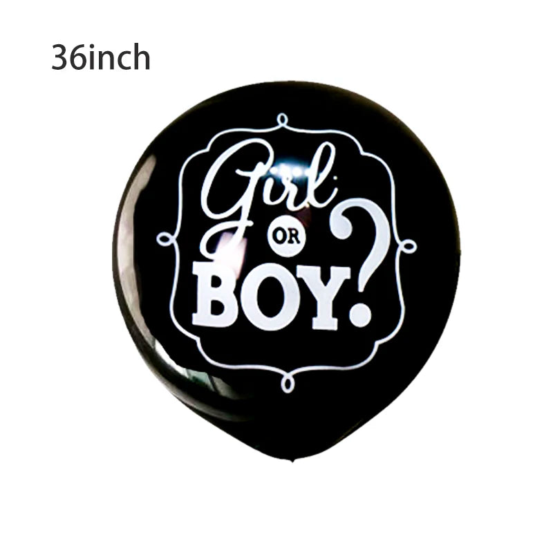 Boy or Girl Gender Reveal Party Decoration 36'' Giant Black Latex Balloon Blue Pink Confetti Baby Shower Globos Supplies