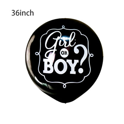 Boy or Girl Gender Reveal Party Decoration 36'' Giant Black Latex Balloon Blue Pink Confetti Baby Shower Globos Supplies