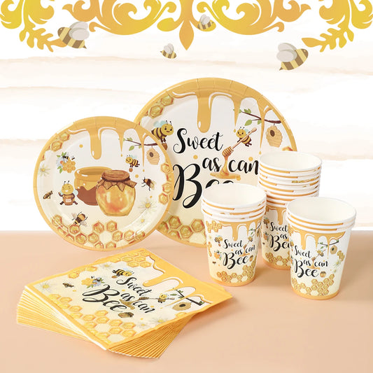 Bumble Bee Party Decorations Party Disposable Plates Napkins Cups Bee Gender Reveal Supplies Bee Birthday Baby Shower Decoration
