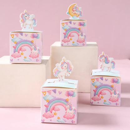 Unicorn 3D Paper Candy Boxes Gift Packing Box Unicorn Theme Party Decoration Kids Wedding Baby Shower Party Supplies Favors