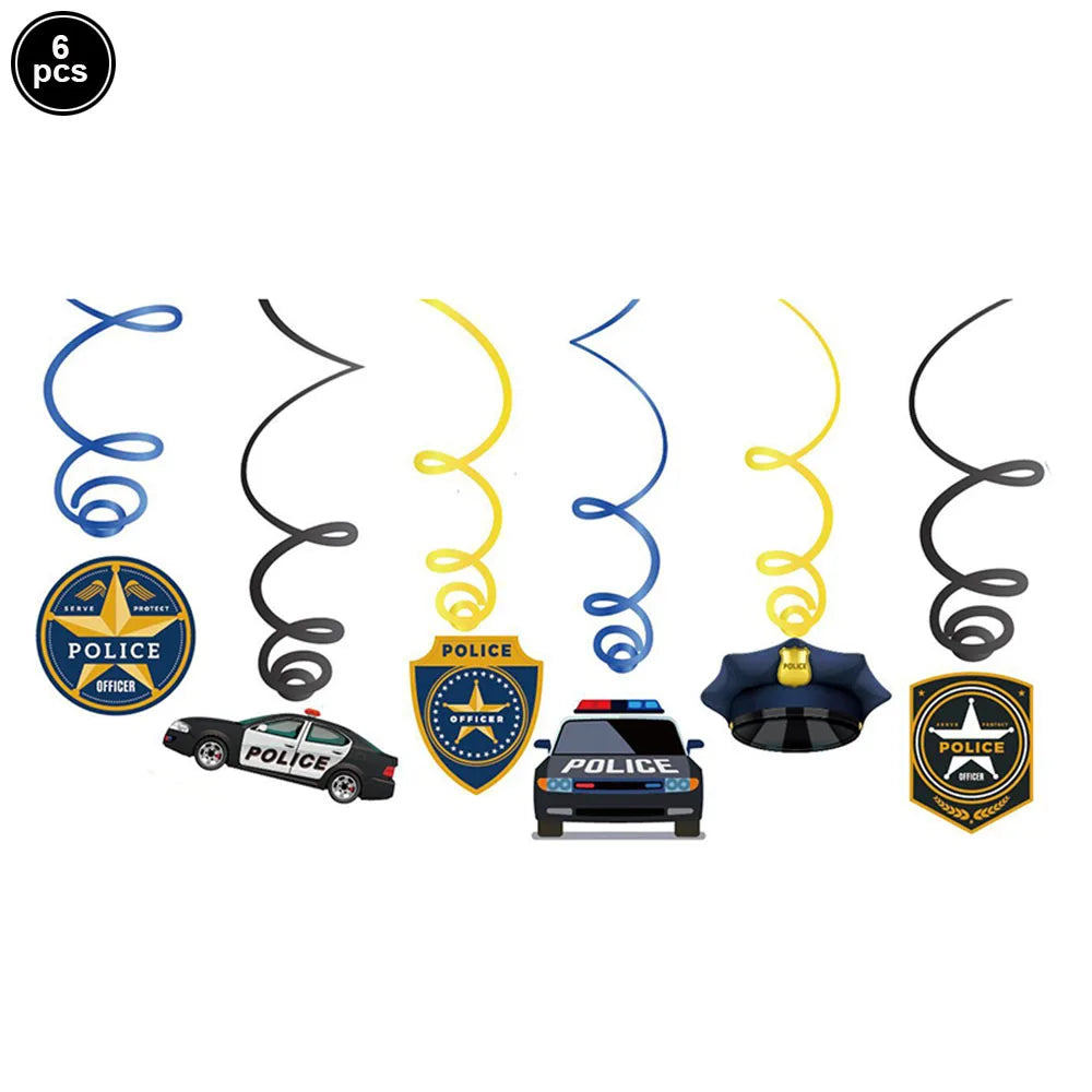 5th Birthday Police Party Blue Car Helicopter Foil Balloons for Boys Baby Shower Police Birthday Party Decoration