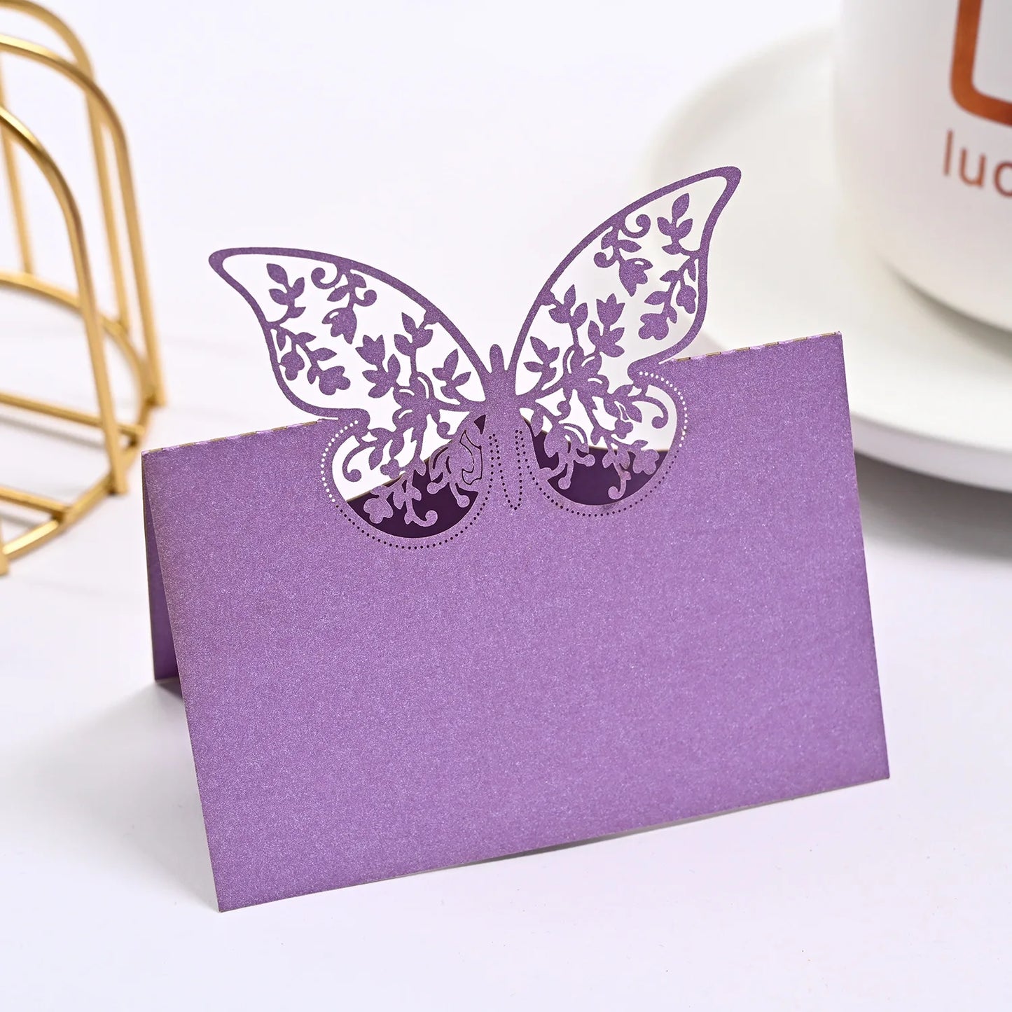 20/50pcs Laser Hollow Butterfly Wedding Place Card Banquet Party Birthday Seat Card Name Sign-in Table Card Flower Greeting Card