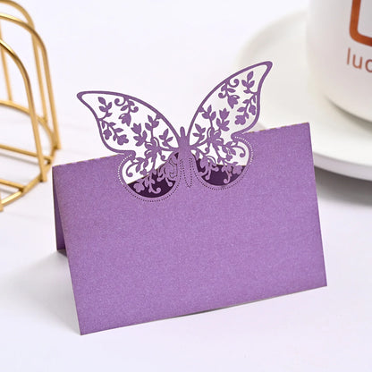 20/50pcs Laser Hollow Butterfly Wedding Place Card Banquet Party Birthday Seat Card Name Sign-in Table Card Flower Greeting Card