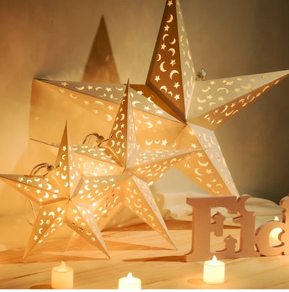 Hollow Star Hanging Pendants Ramadan Decorations 2025 for Home Ramadan Islamic Muslim Party Gifts Eid Mubarak Home Decorations
