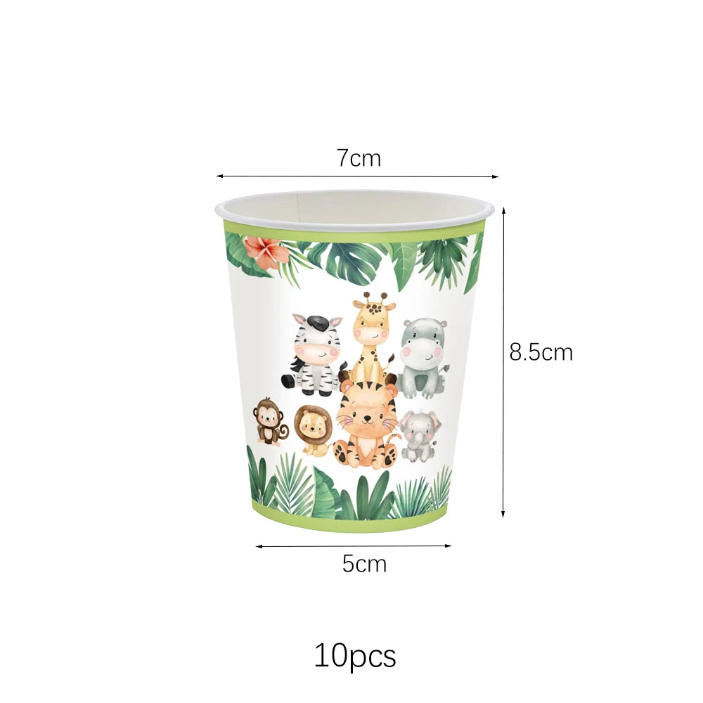 Jungle Birthday Party Decoration Jungle Safari Paper Plates Cups Napkins Disposable Tableware Tablecloths Kids Wild One Theme