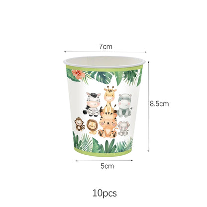 Jungle Birthday Party Decoration Jungle Safari Paper Plates Cups Napkins Disposable Tableware Tablecloths Kids Wild One Theme