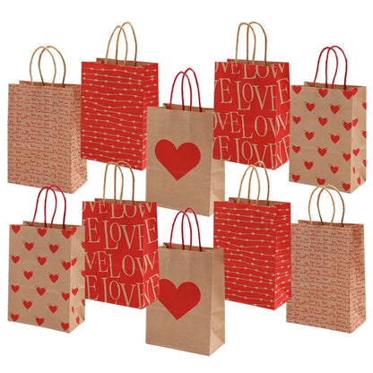 5/10pcs Valentine's Day Kraft Paper Bag Party Small Gift Packaging Bag 15x8x21cm LOVE Heart Style Gift Bag Party Favor Supplies