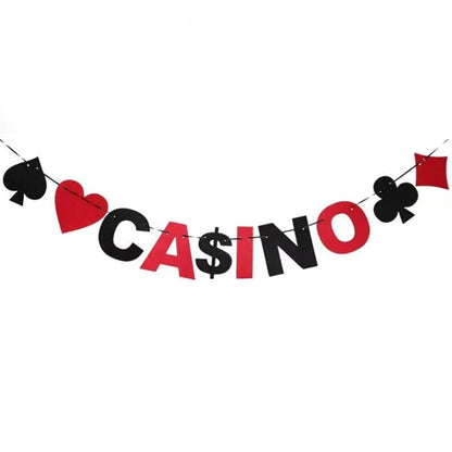 Las Vegas Theme Casino Backdrop Hanging decor Garland Banner Poker tablecloth table cover Casino Night Poker Party Decorations